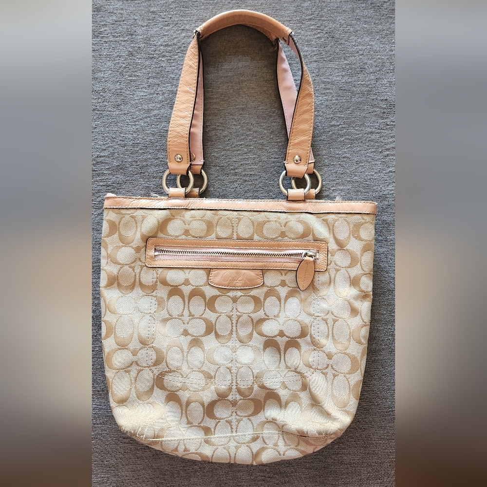 Coach Beige and Tan Shoulder Bag